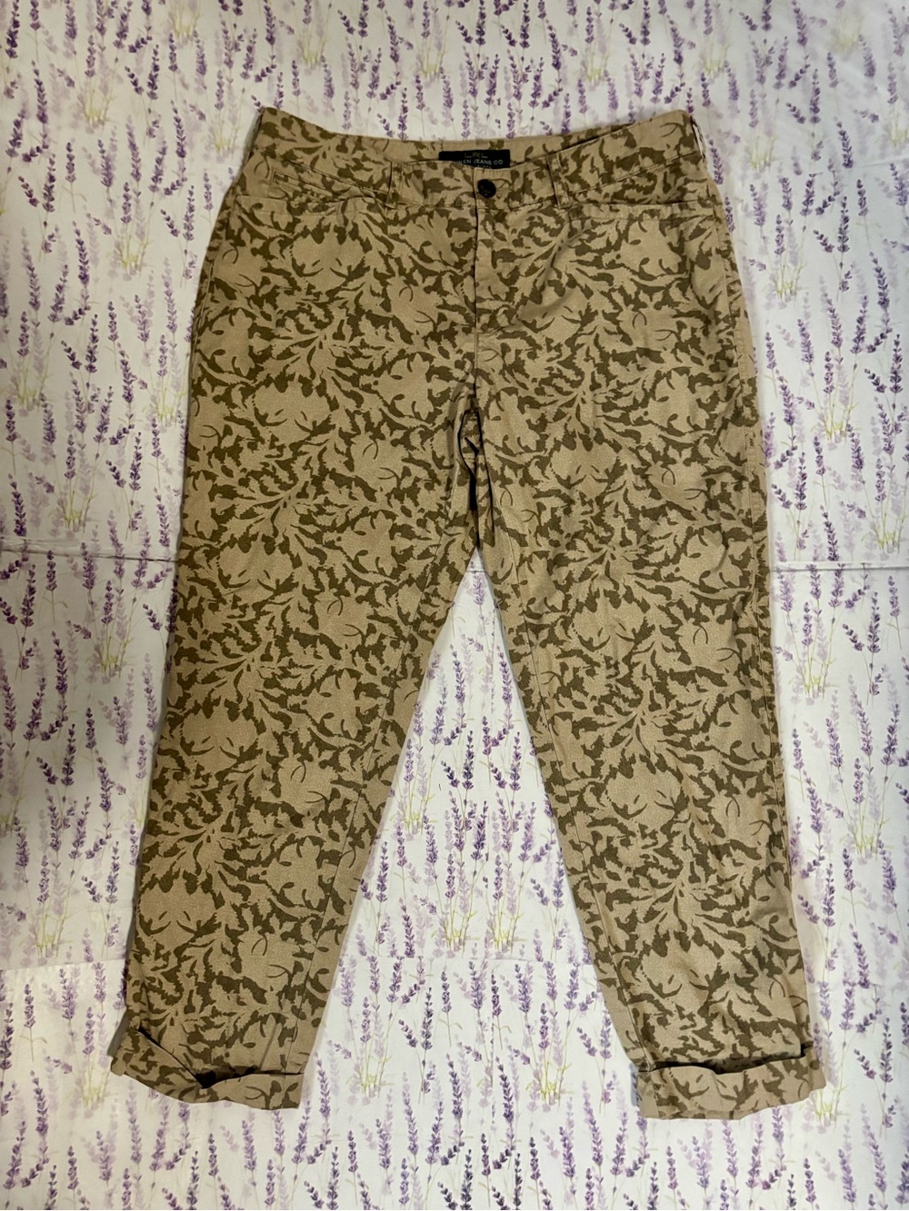 Ralph Lauren Tan Leaf-Pattern Chino Pants